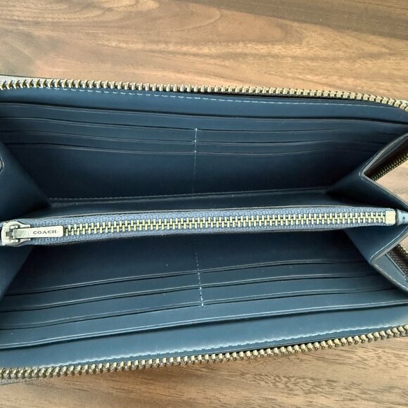 Coach Perforated Leather Zip Wallet - Gray - Picture 5 of 7